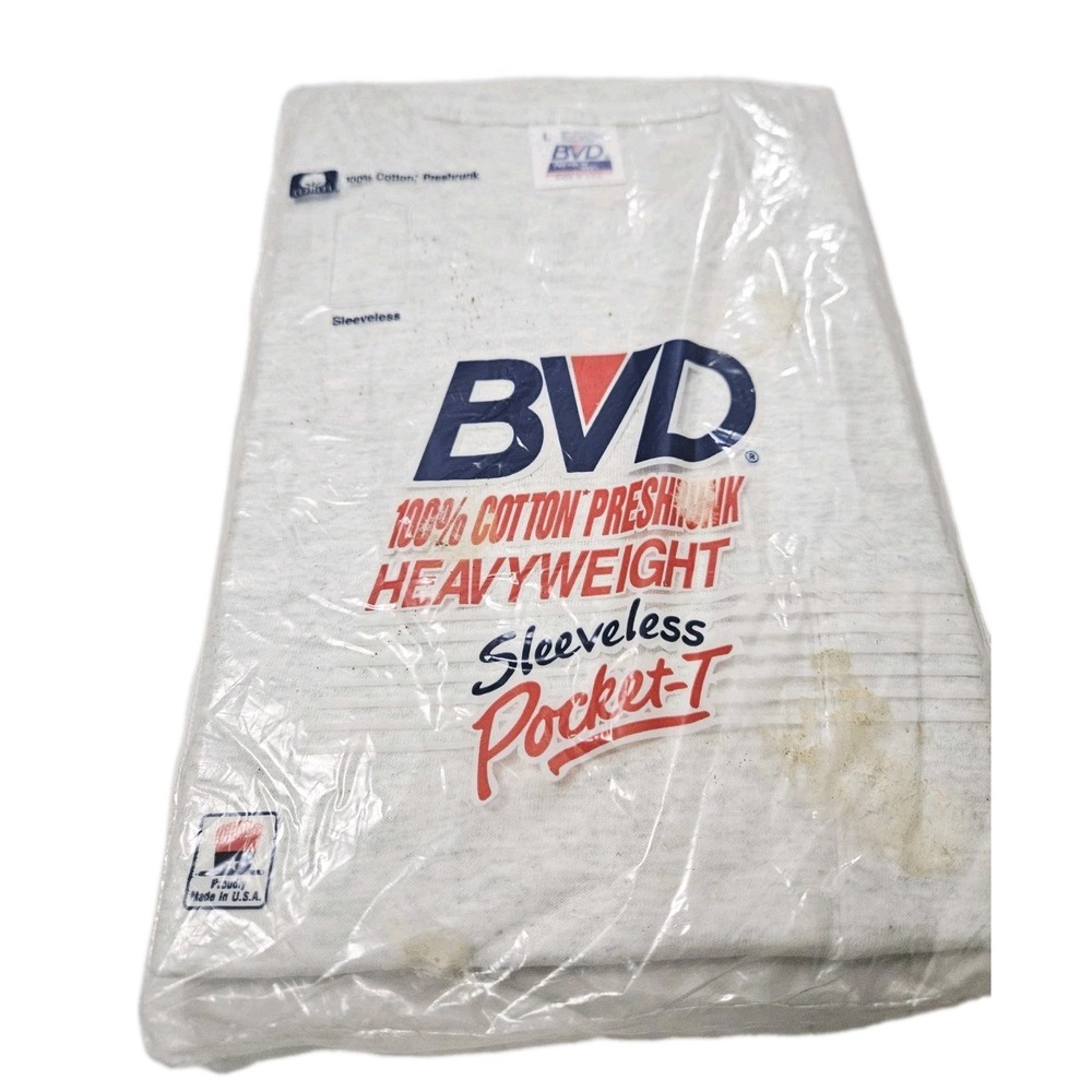 Vintage 1989 BVD Athletic Series‎ White  Sleeveless 100% Cotton Shirt